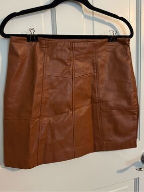Deluc Cognac Faux Leather Mini Skirt